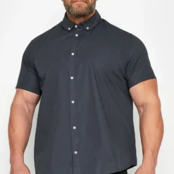 BadRhino Big & Tall Navy Poplin Short Sleeve Shirt