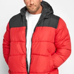 JACK & JONES Big & Tall Red Hooded Puffer Coat