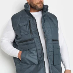 KAM Big & Tall Navy Blue Military Multi Pocket Gilet