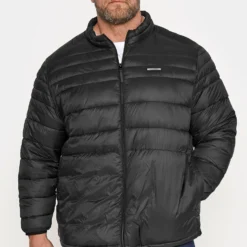 JACK & JONES Big & Tall Black Zip Puffer Jacket