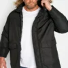 JACK & JONES Big & Tall Black Padded Parka Coat