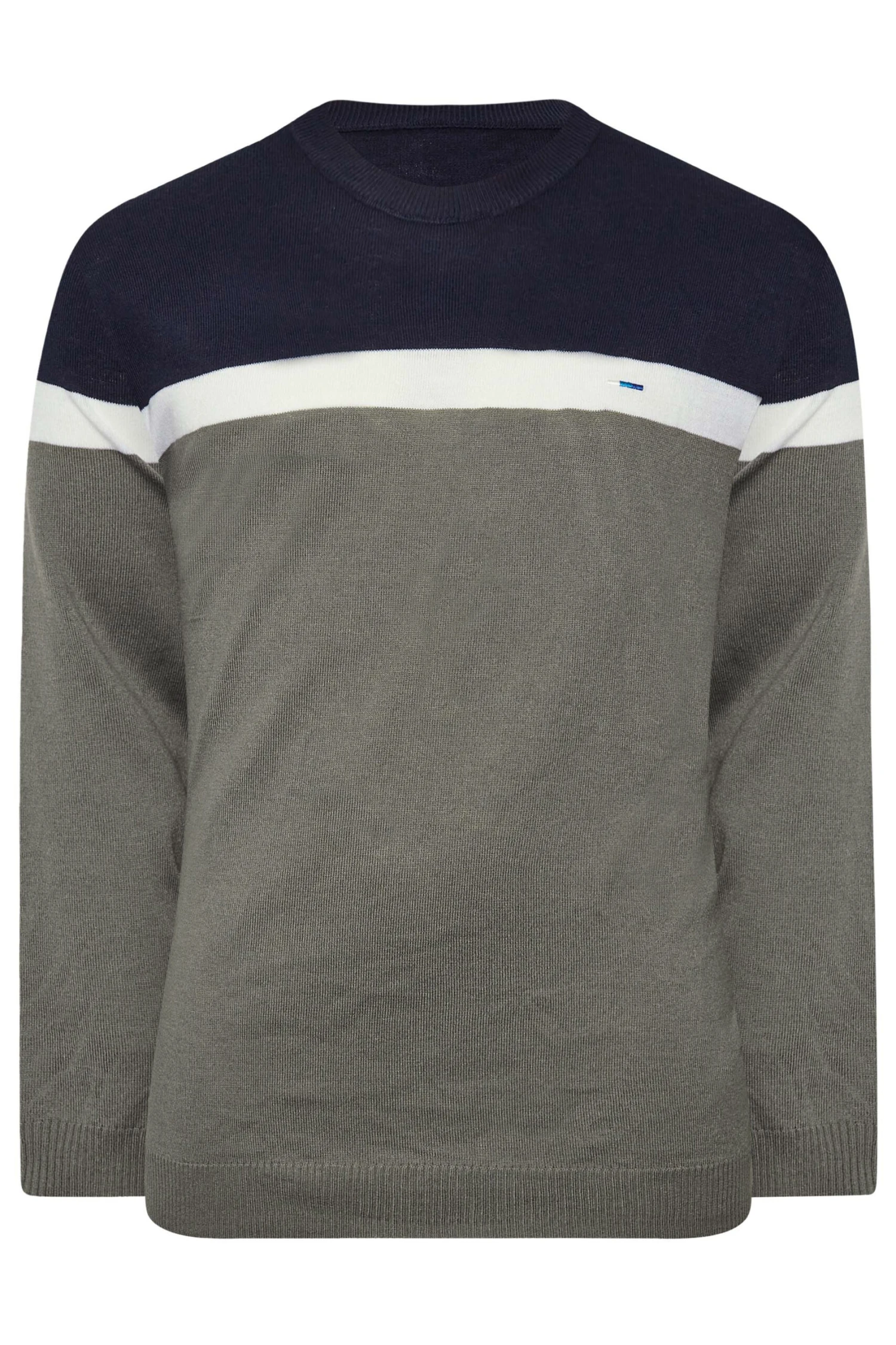 BadRhino Big & Tall Charcoal Grey Colour Block Knitted Jumper - Image 3