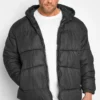 JACK & JONES Big & Tall Black Hooded Puffer Coat