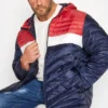 JACK & JONES Big & Tall Navy Blue Colour Block Quilted Puffer Coat