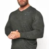 BadRhino Big & Tall Charcoal Grey V-Neck Knitted Jumper