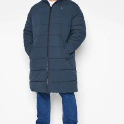 BadRhino Big & Tall Navy Blue Longline Hooded Jacket