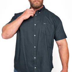 BadRhino Big & Tall Navy Blue Poplin Short Sleeve Shirt