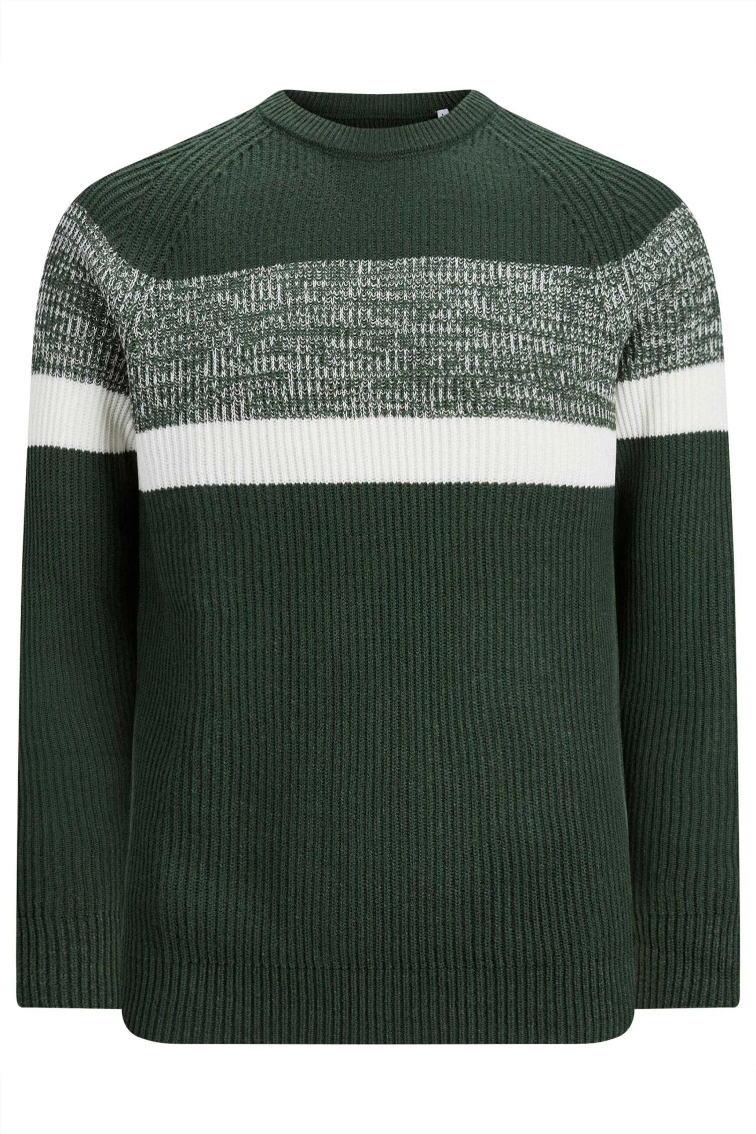 JACK & JONES Big & Tall Green Stripe Crew Knit Jumper - Image 2