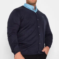 BadRhino Big & Tall Navy Blue Knitted Cardigan