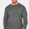 BadRhino Big & Tall Charcoal Grey Cable Knitted Jumper