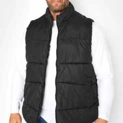 JACK & JONES Big & Tall Black Padded Gilet