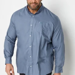 BadRhino Big & Tall Storm Blue Long Sleeve Oxford Shirt