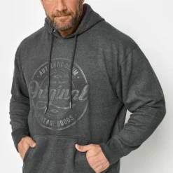 KAM Big & Tall Charcoal Grey 'Original' Overhead Hoodie