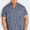BadRhino Big & Tall Navy Blue Floral Short Sleeve Shirt