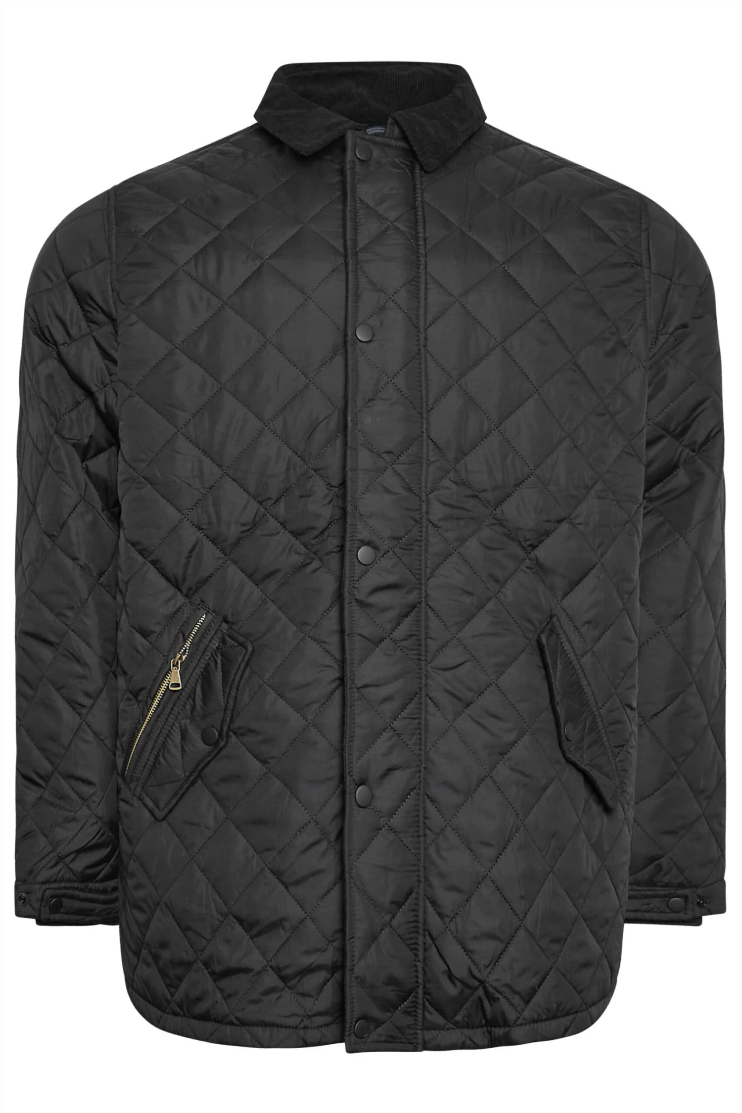 D555 Big & Tall Black Quilted Puffer Coat - Image 2