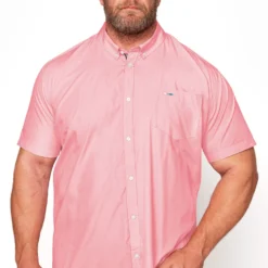 BadRhino Big & Tall Pink Short Sleeve Oxford Shirt