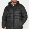JACK & JONES Big & Tall Black Hooded Logo Puffer Coat
