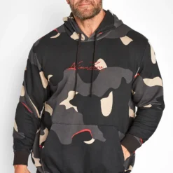 JACK & JONES Big & Tall Black Camo 'Nine Zero' Hoodie