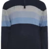 KAM Big & Tall Navy Blue Half Zip Stripe Knitted Jumper