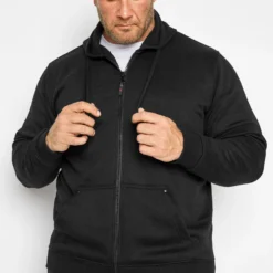 D555 Big & Tall Rockford Black Cantor Zip Through Hoodie