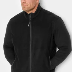 JACK & JONES Big & Tall Black Zip Fleece Gilet