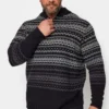 BadRhino Big & Grey Christmas Fairisle Quarter Zip Jumper