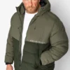 JACK & JONES Big & Tall Khaki Green 'Originals' Puffer Coat
