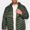 JACK & JONES Big & Tall Khaki Green Quilted Puffer Coat
