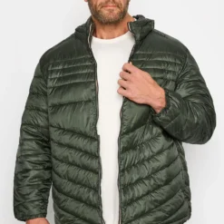 JACK & JONES Big & Tall Khaki Green Quilted Puffer Coat