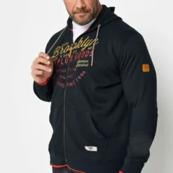 D555 Big & Tall Navy Blue Zip Through 'Brooklyn' Hoodie