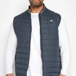 D555 Big & Tall Navy Blue Padded Puffer Gilet