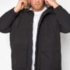 JACK & JONES Big & Tall Black Super Parka Coat