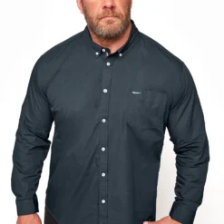 BadRhino Big & Tall Navy Blue Poplin Long Sleeve Shirt