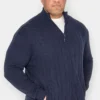 KAM Big & Tall Navy Blue Cable Knit Cardigan