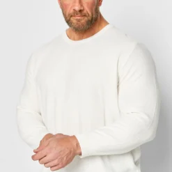 JACK & JONES Big & Tall White Knitted Jumper
