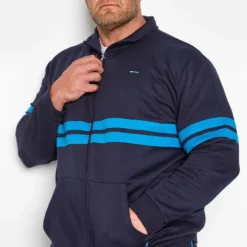 BadRhino Big & Tall Navy Blue Track Zip Through Jacket