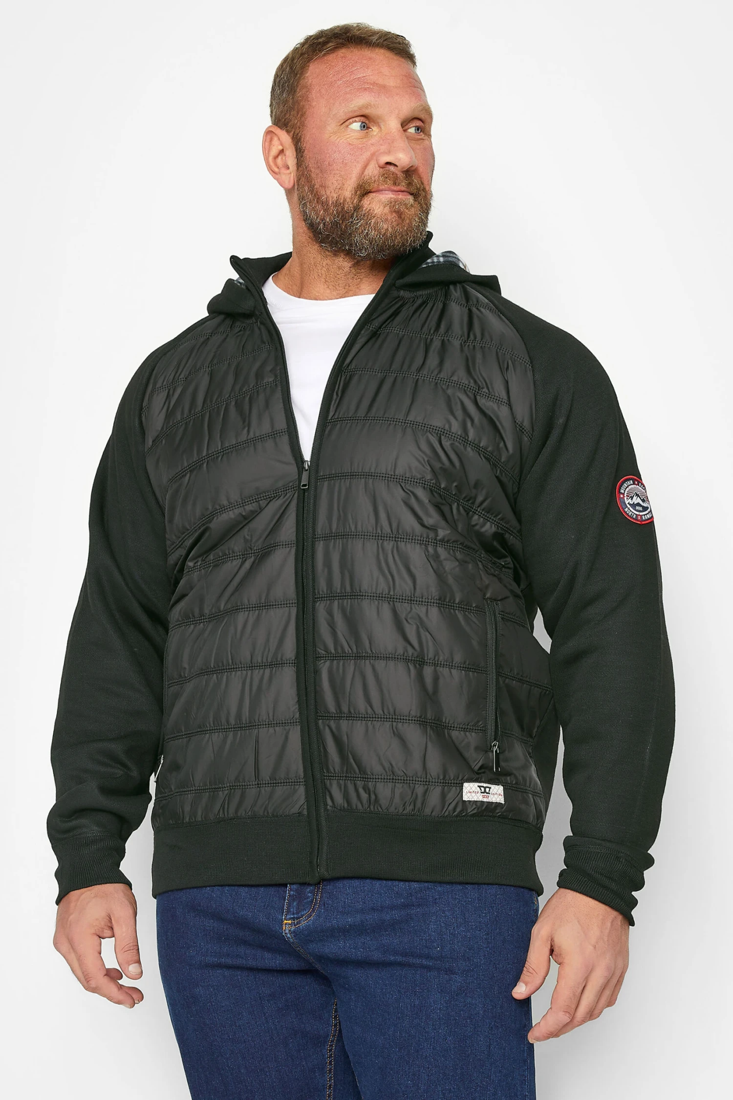 D555 Black Hood Puffer Jacket - Image 2