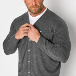 BadRhino Big & Tall Charcoal Grey Knitted Cardigan