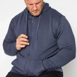 D555 Big & Tall Rockford Navy Blue Cantor Zip Through Hoodie