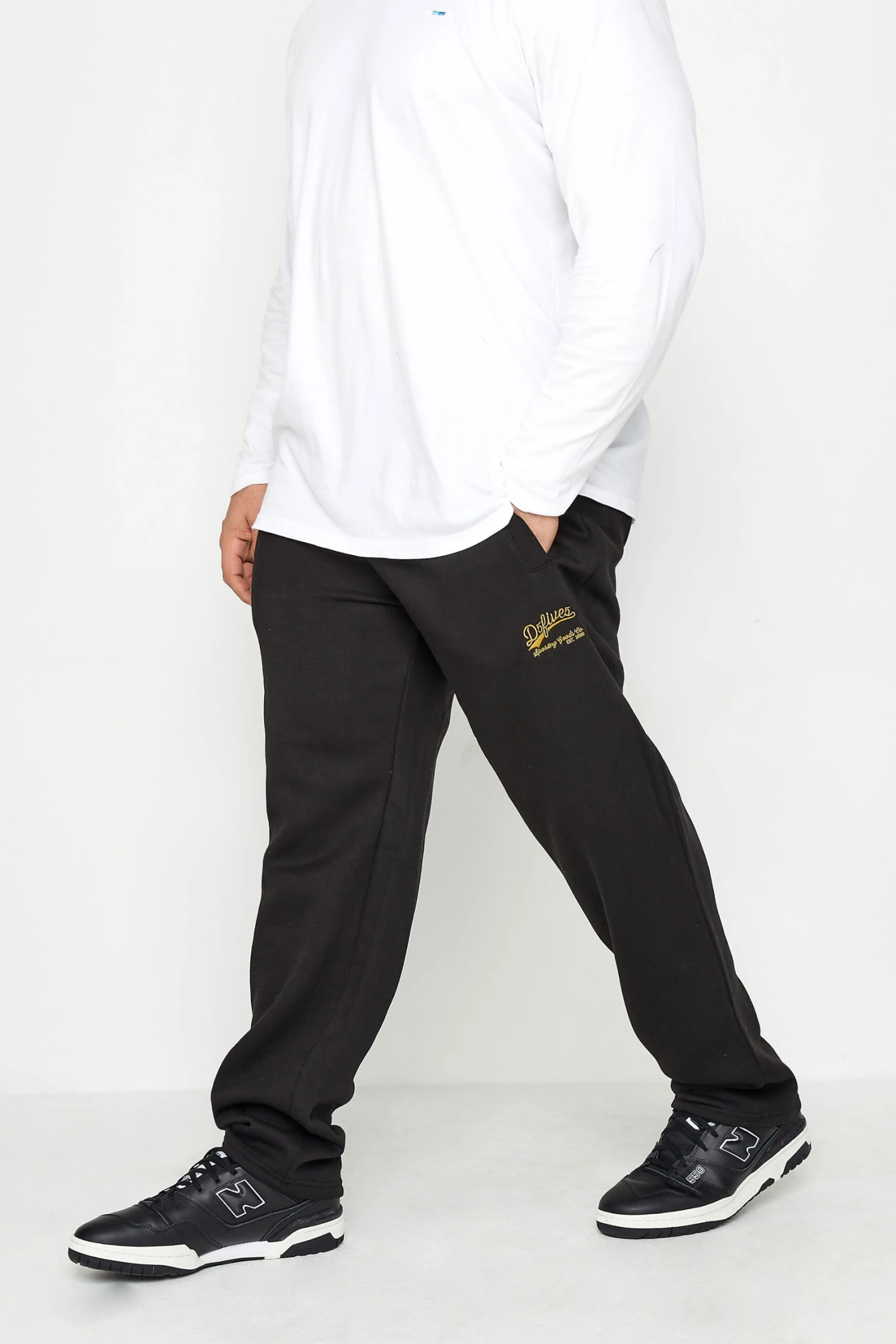 D555 Big & Tall Black Open Hem Jogger