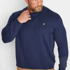 LYLE & SCOTT Big & Tall Navy Blue Crew Neck Sweatshirt