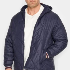D555 Big & Tall Navy Blue Quilted Puffer Coat