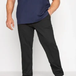 D555 Big & Tall Black Extendable Waist Stretch Chinos