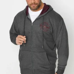 KAM Big & Tall Charcoal Grey 'Original' Zip Through Hoodie