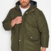 JACK & JONES Big & Tall Green SAKA Padded Parka Coat