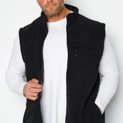 KAM Big & Tall Black Fleece Gilet