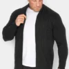 KAM Big & Tall Black Cable Knit Cardigan