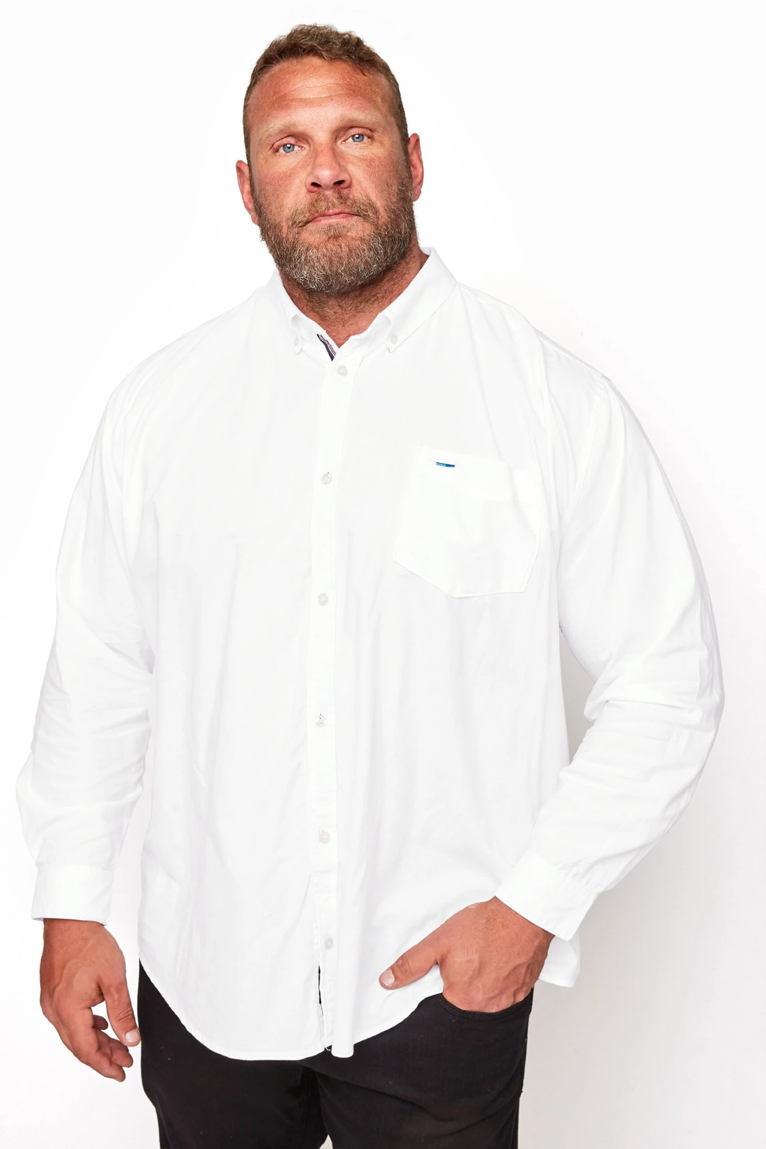 BadRhino Big & Tall White Long Sleeve Oxford Shirt