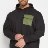 BadRhino Big & Tall Black Contrast Pocket Hoodie