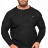 BadRhino Big & Tall Black Cable Knitted Jumper